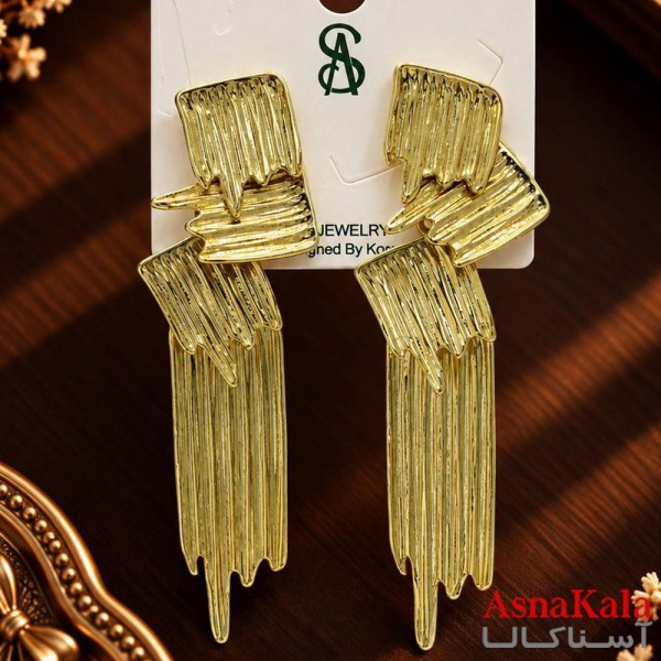 گوشواره فانتزی خطی میخ نقره برند اس آدخترانه  کد GSH15121915W