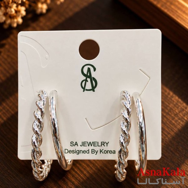 گوشواره فانتزی  مدرن میخ نقره برند اس آدخترانه  کد GSH15121927W