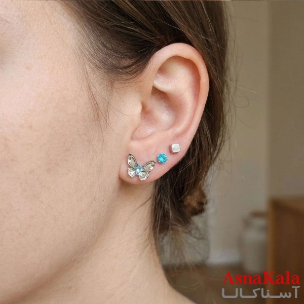 گوشواره پکی 3جفت مدل ترند فانتزی رنگ نقره ای کد GSH15121987W