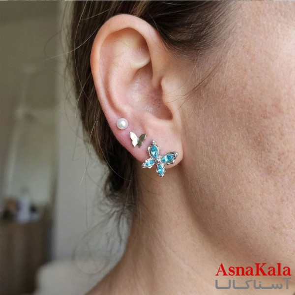 گوشواره پکی 3جفت مدل ترند فانتزی رنگ نقره ای کد GSH15121991W