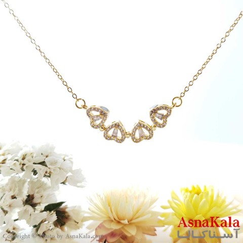 گردنبند زنانه شبدر مگنتی یا مغناطیسی طلا یی نگین دار  کد GNB1601W