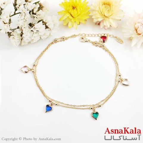 پابند دولاین طلا یی نگین دار زنانه برند وای اس ایکس کد PNB1701W