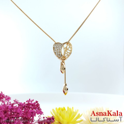 گردنبند زنانه آسانسوری طلا یی قلب نگین دار زنانه برند ژوپینگ کد GNB1608W