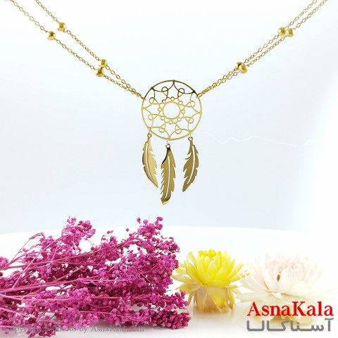 گردنبند زنانه دریم کچر طلایی استیل  کد GNB1620W - آسنا کالا