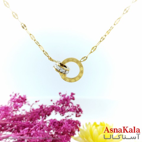 گردنبند زنانه حلقه زمان بولگاری طلایی استیل  کد GNB1621W - آسنا کالا