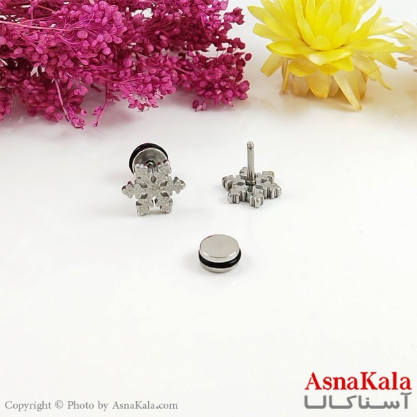 گوشواره پیرسینگ دانه برف استیل کد GSH1584W - آسنا کالا