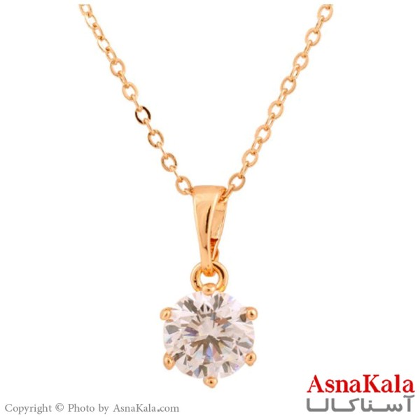 گردنبند زنانه ژوپینگ مدل تک نگین کد GNB1634W -اسنا کالا