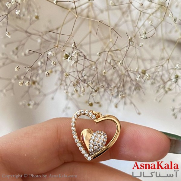 آویز گردنبند زنانه ژوپینگ مدل قلب نگینی کد GNB1641W -اسنا کالا