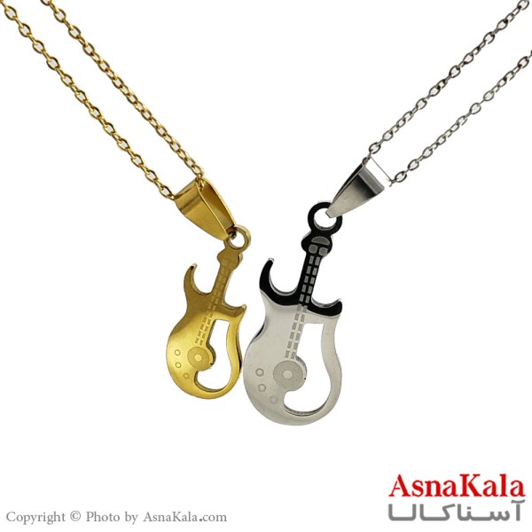 گردنبند ست دونفره دوتیکه گیتار کد GNB1673W -آسنا