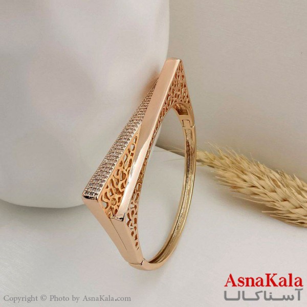 دستبند النگویی طلایی نگین دار دخترانه برند ژوپینگ کد DSB1807W