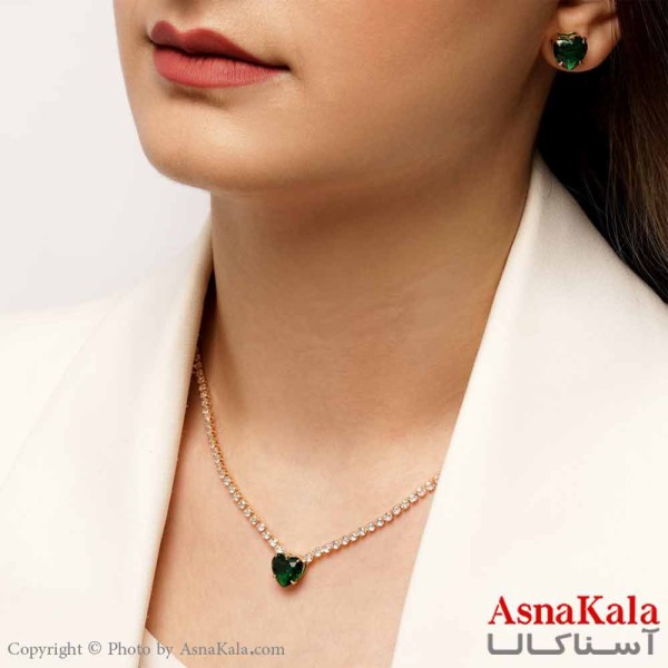 نیم ست مجلسی زنانه وای اس ایکس مدل نگین سبز کد NIM1437W - آسناکالا