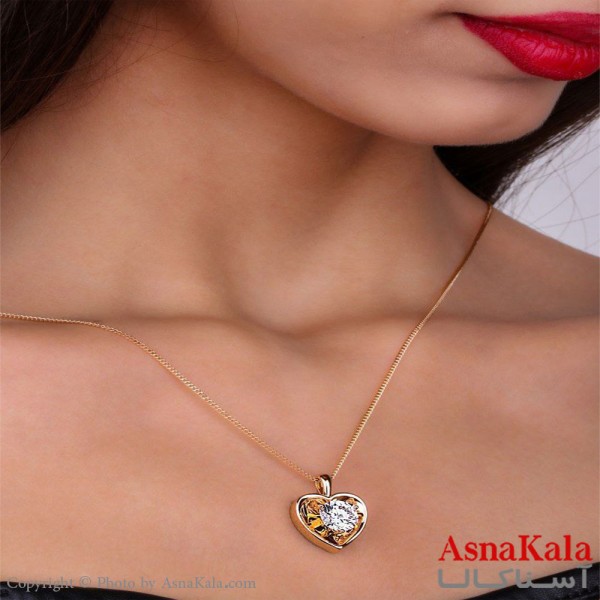 گردنبند قلب نگین دار ژوپینگ Xuping Necklace کد GNB16149W -آسناکالا