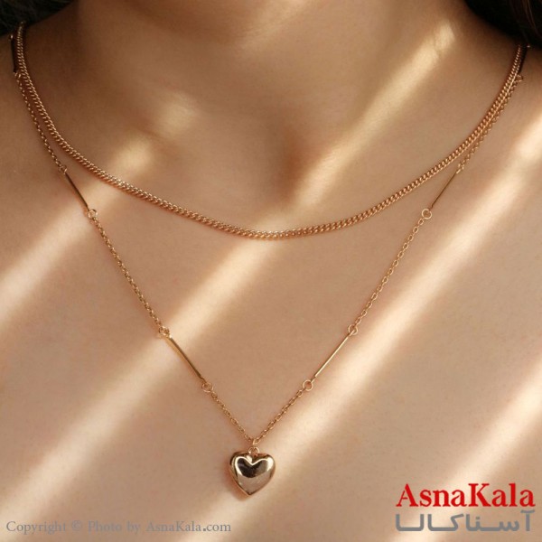 گردنبند دولاین قلب ژوپینگ Xuping Necklace Heart کد GNB16151W -آسناکالا