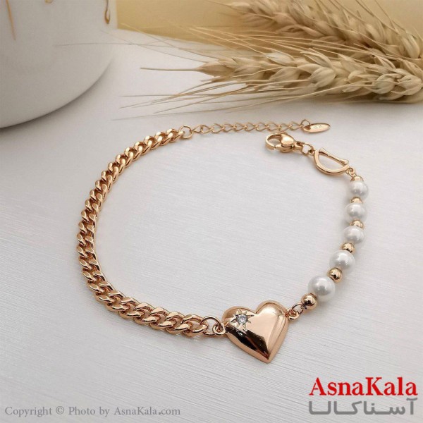 دستبند مدل قلب و مروارید برند ژوپینگ Xuping Bracelet Pearl & Heart کد DSB1892W
