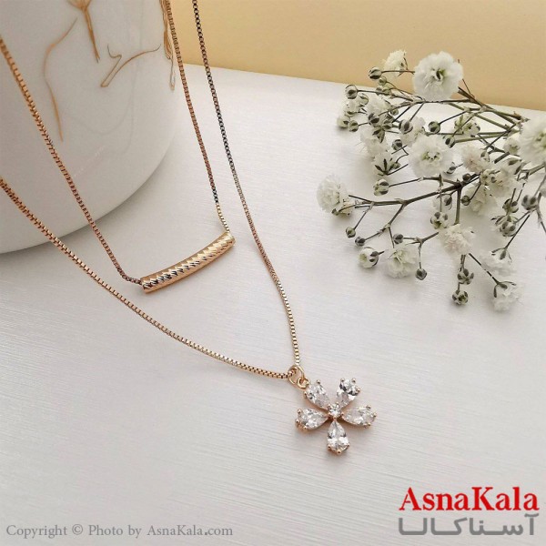 گردنبند ژوپینگ مدل دولاین گل Xuping Necklace Flower کد GNB16175W