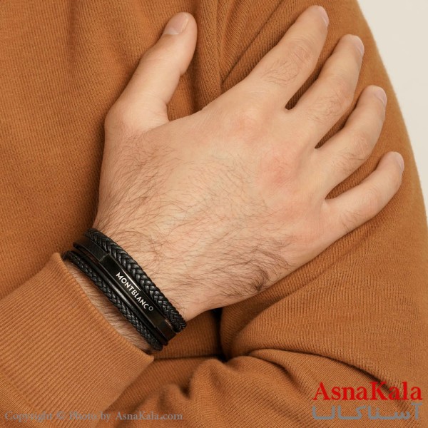 دستبند مونت بلنک چرمی مردانه Mont Blanc Bracelet کد DSB18112W