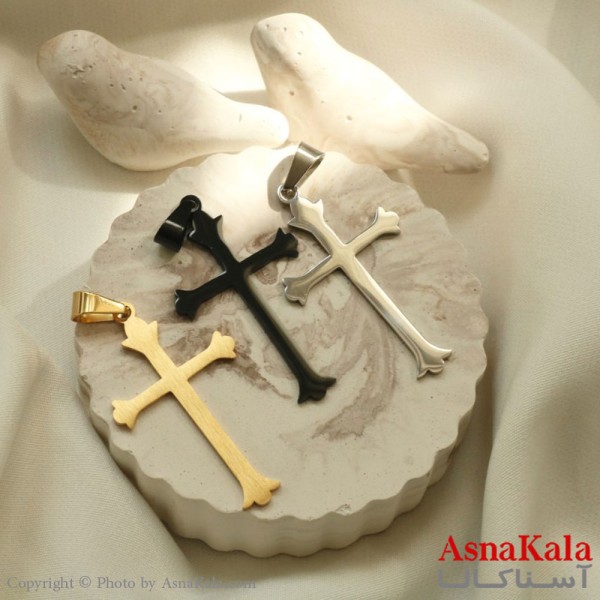 آویز گردنبند مردانه طرح صلیب  کد GNB16213W