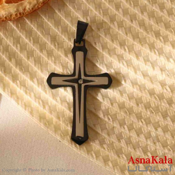 آویز گردنبند مردانه طرح صلیب  کد GNB16214W