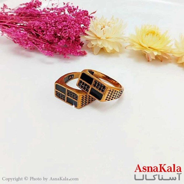 انگشتر طلاروس مردانه نگین مشکی Talaroos Ring کد ANG1974W