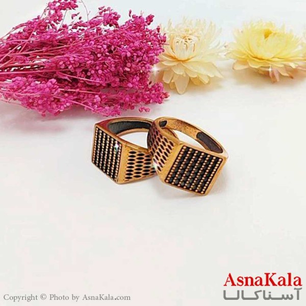 انگشتر طلاروس مردانه نگین مشکی Talaroos Ring کد ANG1975W