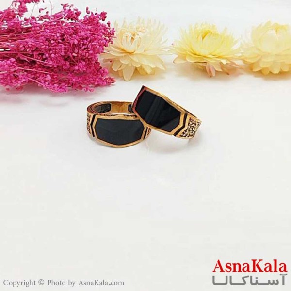 انگشتر طلاروس مردانه نگین مشکی Talaroos Ring کد ANG1977W
