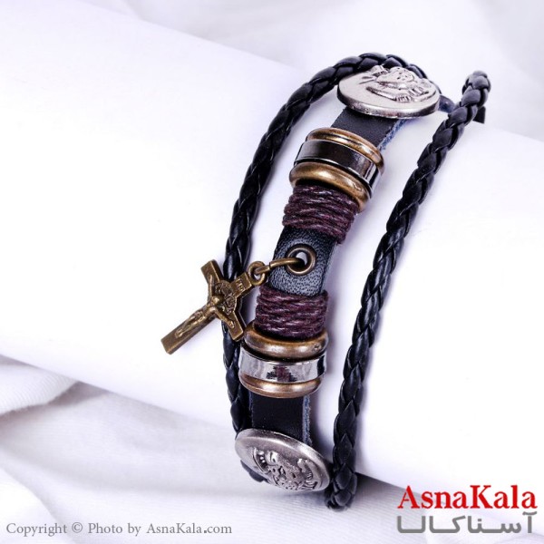 دستبند چرم مردانه طرح صلیب Men Bracelet کد DSB18118W
