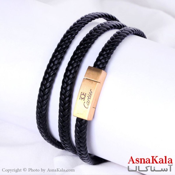 دستبند کارتیر چرمی مردانه Cartier Bracelet کد DSB18129W