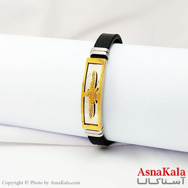 دستبند چرم مردانه طرح فروهر Bracelet کد DSB18143W