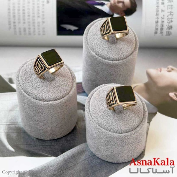 انگشتر طلاروس مردانه مدل نگین مشکی Talarus Ring Men کد ANG1986W