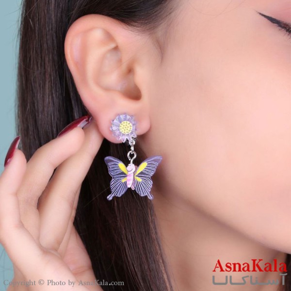گوشواره پروانه فانتزی استیل کد GSH15214W - آسناکالا