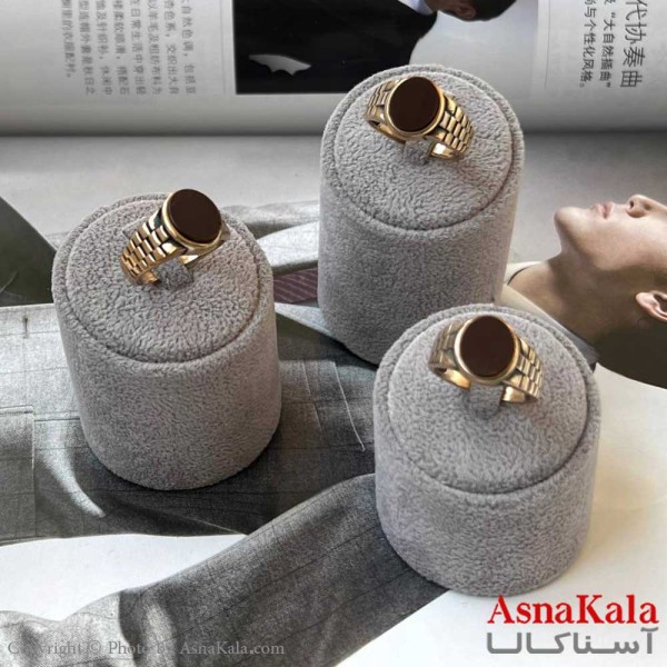 انگشتر طلاروس مردانه مدل نگین مشکی گرد Talarus Ring Men کد ANG1993W