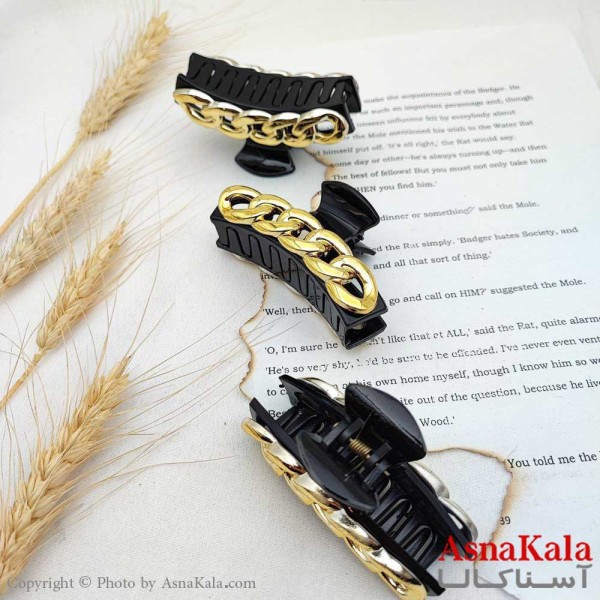 کلیپس مو زنانه مدل کارتیه مشکی،طلایی سایز 8 در 4 سانت جنس خارجی کد HAIR1320W