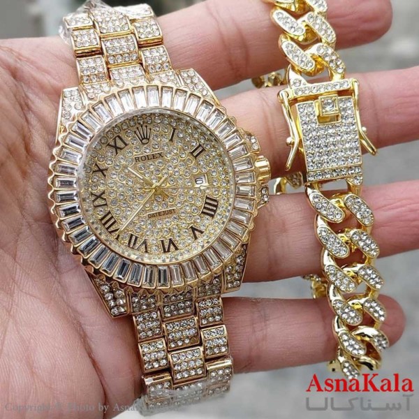ساعت فول نگین زنانه رولکس ROLEX FULL STONE WATCH WOMEN کد WTCH1146W