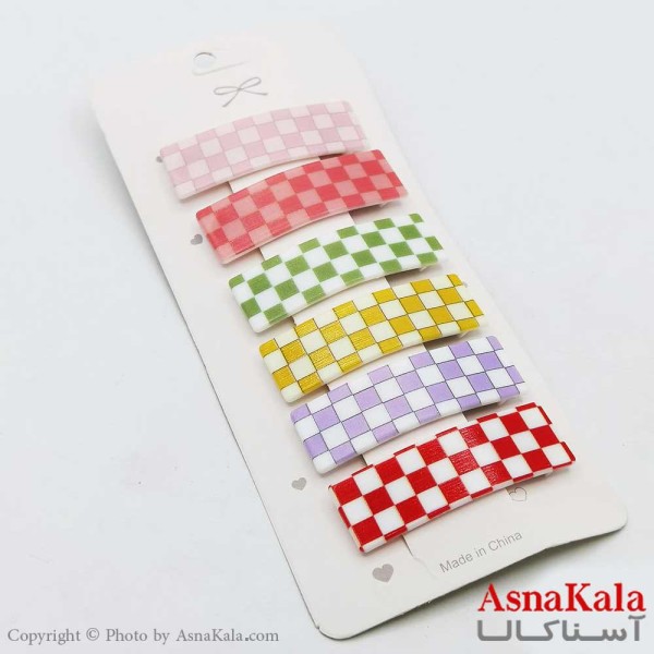 گیره مو تق تقی مدل مستطیل شطرنجی کد HAIR1383W