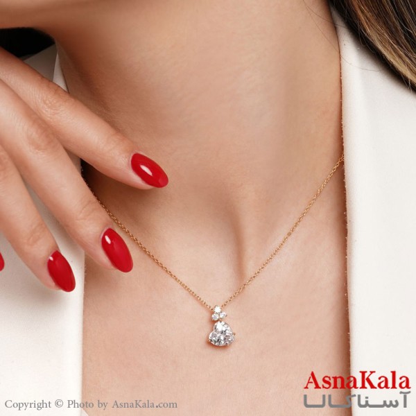 گردنبند ژوپینگ مدل تک نگین قلب کد GNB16224W