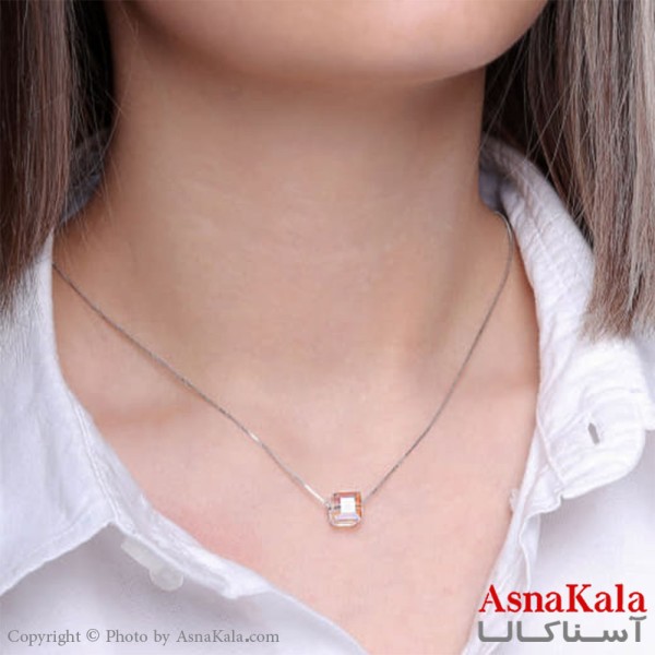 گردنبند سواروسکی تک نگین کریستال به همراه کارت گارانتی کد GNB16225W