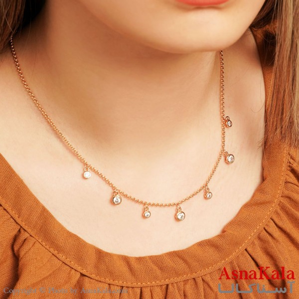 گردنبند ژوپینگ مدل هفت نگین قلب کد GNB16226W