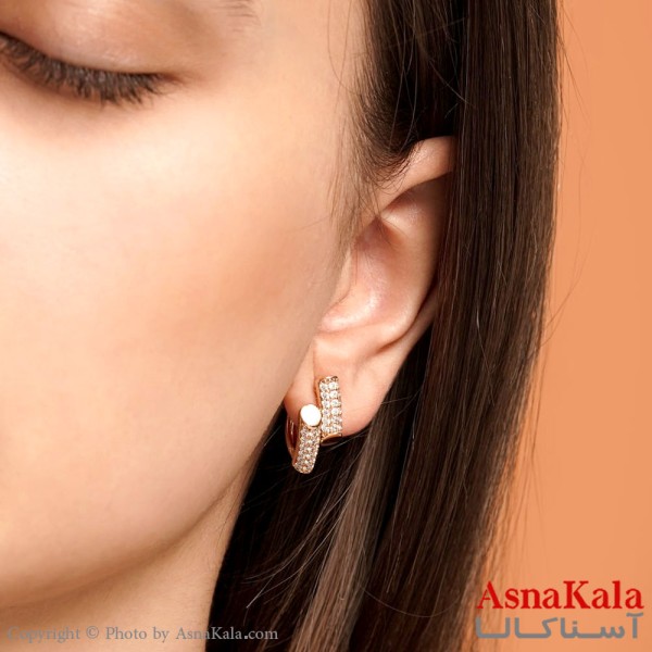 گوشواره ژوپینگ حلقه ای پرنگین طلایی  کد GSH15220W