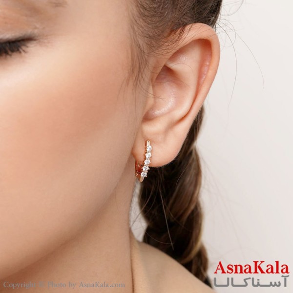گوشواره ژوپینگ مدل نگین دار طلایی  کد GSH15236W