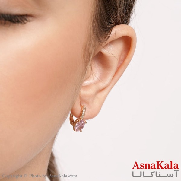 گوشواره شوپینگ مدل نگین دار طلایی  کد GSH15241W