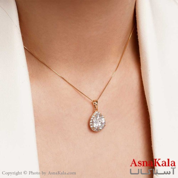 گردنبند ژوپینگ مدل نگین الماس کد GNB16236W