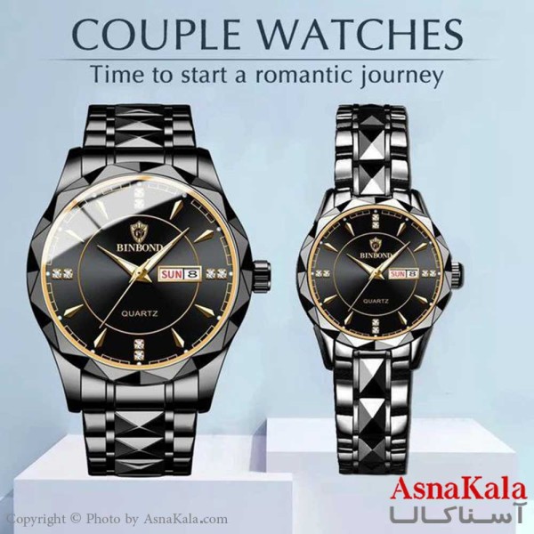 ساعت ست زنانه و مردانه بین باند شب نما، ضدآب و موتورکوارتز کد WTCH1167W