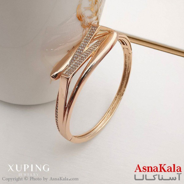 دستبند النگویی ژوپینگ مدل سه لاین نگیندار کد DSB18214W