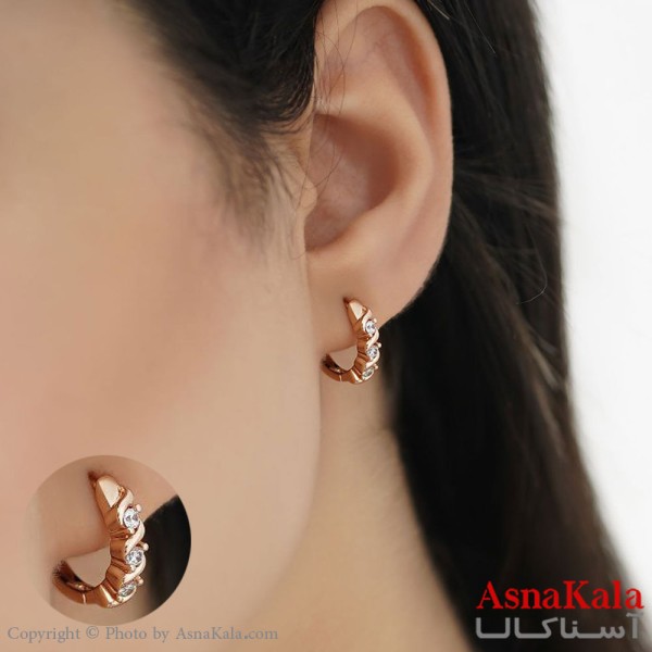گوشواره ژوپینگ مدل نگین دار طلایی  کد GSH15263W