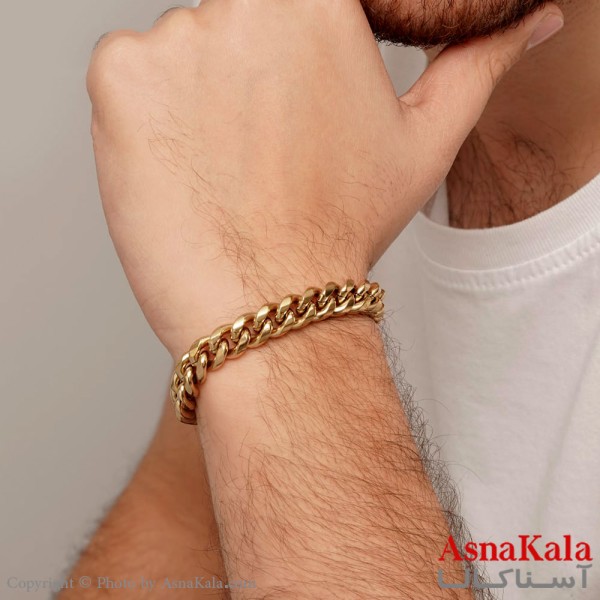 دستبند کارتیر استیل مردانه طلایی  10میل کد DSB18228W