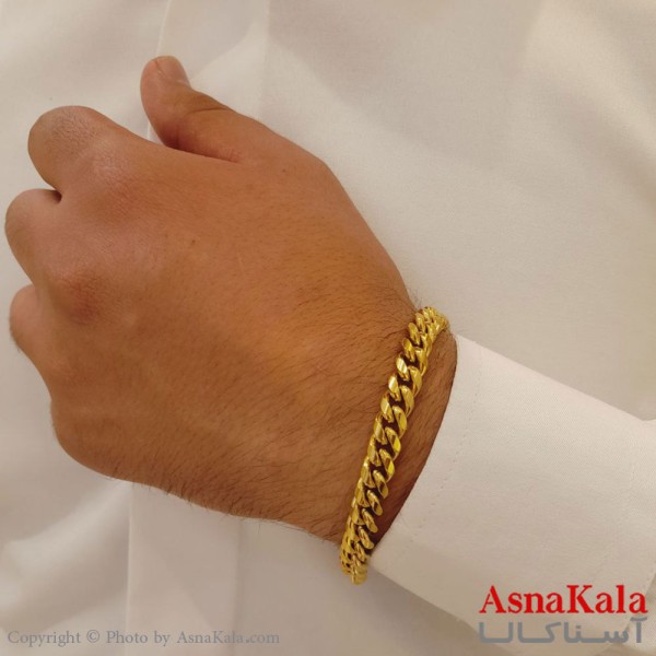 دستبند کارتیر استیل مردانه طلایی کد DSB18231W