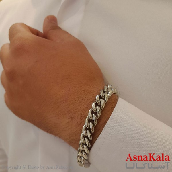 دستبند کارتیر استیل مردانه نقره ای کد DSB18234W