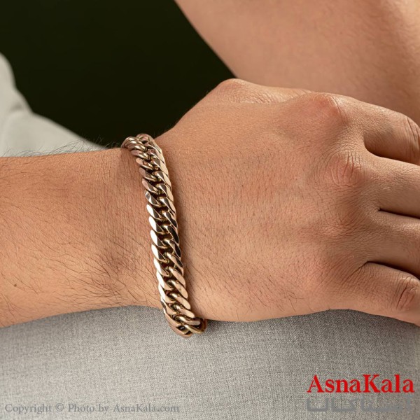 دستبند کارتیر استیل مردانه نقره ای دوبل کد DSB18237W