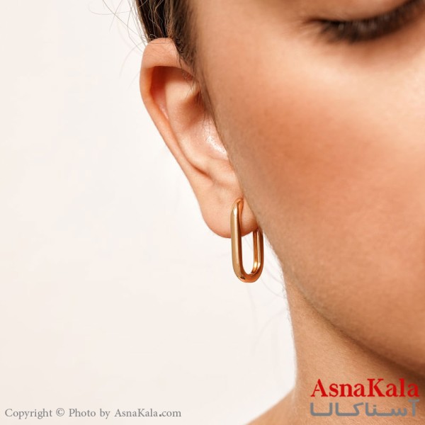 گوشواره ژوپینگ مدل آویز مستطیل طلایی  کد GSH15264W