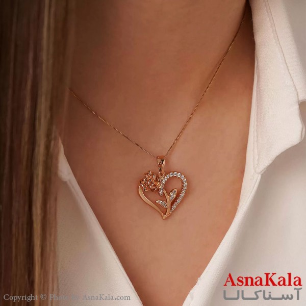 گردنبند ژوپینگ مدل قلب و گل کد GNB16256W